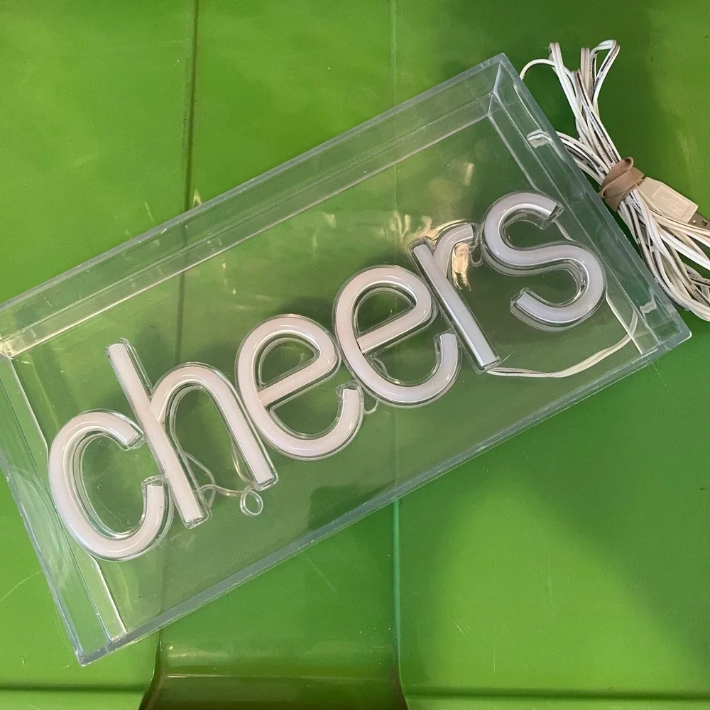 Cheers LED Sign White Light Lighted Decor Home‎ Bar Kitchen Party 9 x 5 inch